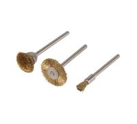 wolfcraft Juego de minicepillos de alambre de latón, 3 piezas I 2740000 I Para todos los trabajos finos de lijado y pulido