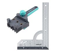 wolfcraft Juego de proyecto "Medición y espigado" - 8655000-2 prácticos asistentes para uniones con espigas