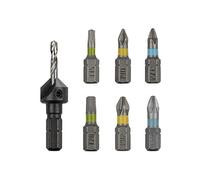 wolfcraft Juego Flipbit para construcción de madera, 7 piezas I 3085000 I Juego de herramientas para colocar el doble soporte intercambiable