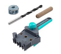 wolfcraft Juego para Uniones con Espigas de Madera de 8 mm y Accesorios | Kit con maestro para espigado, broca, tope de profundidad y 150 tacos de madera para montaje de muebles. 8621000