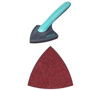 wolfcraft lijadora 2K-Plus con sistema adhesivo, para esquinas difícilmente accesibles o lijado fino + hojas de esmerilar adhesivas, para madera, grano 80,120, set de 5 piezas