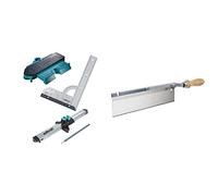 wolfcraft Pack de instalación de suelos laminados pulgadasajustepulgadas, 6976000 + Sierra de mano con mango acodado, 6925000, Para serrado próximo al suelo
