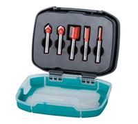 wolfcraft Set de 5 Fresas de Ranura CT, Vástago de 8 mm para Fresadora | Herramientas de corte de precisión para ranurar madera con motor de fresado estacionario, de larga duración. 8753000