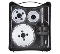 wolfcraft Sierra de corona BiM, juego para reformas, 4 piezas I 5980000 I Para madera, plásticos, metales y materiales de obra en seco, Ø 35, 43, 68 mm, profundidad de corte de 40 mm