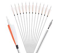 wolfman Flechas de Aluminio rigidez 300/500, Plumas Naturales y Puntas roscadas para Caza Exterior, compatibles con Arco Compuesto y Arco recurvo (6, Blanco y Naranja)