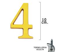 Wolfpack linea profesional - numero latón '4' 10 cm. con tornilleria
