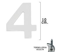 Wolfpack linea profesional - numero metal '4 plateado mate 10 cm. con