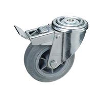 WOLFPACK LINEA PROFESIONAL - Rueda Industrial Goma Gris Pasante con freno 80mm