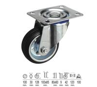 Wolfpack linea profesional rueda industrial goma negra placa Ø 100 mm