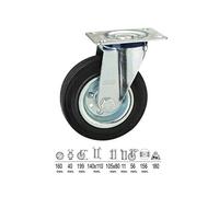 WOLFPACK LINEA PROFESIONAL Rueda Industrial Goma Negra Placa Ø 160 mm