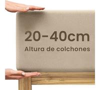 Wolkenfeld Sábana Ajustable para Cama Boxspring 180x200cm hasta 200x220cm - hasta 40cm de Altura de colchón - Sábana de algodón Premium 180x200 180x220 200x200 para Camas Boxspring - Beige