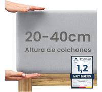Wolkenfeld Sábana Ajustable para Cama Boxspring 200x220 hasta 220x240cm - hasta 40cm de Altura de colchón - Sábana de algodón Premium 200x220 200x240 220x240 para Camas Boxspring - Gris Claro