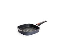 Woll Diamond Lite - Sartén parrilla cuadrada con ranuras (24 x 24 cm, 4 cm de alto, mango extraíble, apta para todo tipo de fuegos, aluminio fundido, revestimiento antiadherente, apta para horno)