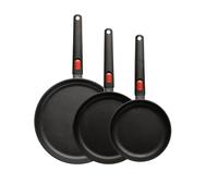 Woll Eco Lite - Juego de 3 sartenes antiadherentes, 20/24/28 cm, aluminio reciclado, asas extraíbles, negro
