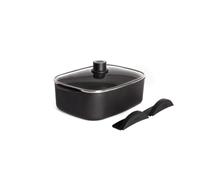 Woll Eco Logic QXR - Cacerola con tapa de cristal, con 2 asas, inductiva, 29 cm x 22 cm, 10 cm de alto, 5,1 litros, apta para todo tipo de cocinas, sin PFAS, revestimiento antiadherente, aluminio