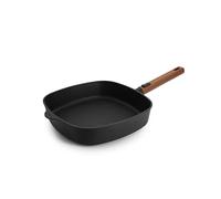 Woll Eco Logic QXR - Sartén cuadrada (inductiva, 28 x 28 cm, 6 cm de alto, con mango de madera sostenible extraíble, apta para todo tipo de cocinas, sin PFAS, revestimiento antiadherente, aluminio
