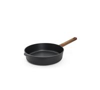 Woll Eco Logic QXR - Sartén de hierro fundido (inductiva, diámetro de 28 cm, 7 cm de alto, con mango de madera resistente y sostenible, apta para todo tipo de cocinas, sin PFAS, revestimiento