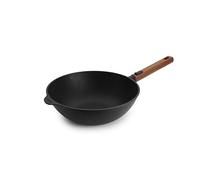 Woll Eco Logic QXR - Sartén para wok y agitador (inductiva, diámetro de 28 cm, 10 cm de alto, con mango de madera sostenible extraíble, apta para todo tipo de cocinas, sin PFAS), revestimiento