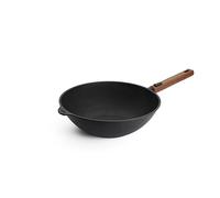 Woll Eco Logic QXR - Sartén para wok y agitador (inductiva, diámetro de 30 cm, 10 cm de alto, con mango de madera sostenible extraíble, apta para todo tipo de cocinas, sin PFAS), revestimiento