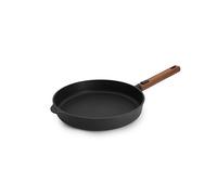 Woll Eco Logic QXR - Sartén plana de hierro fundido (inductiva, diámetro de 28 cm, 5 cm de alto, con mango de madera sostenible extraíble, apta para todo tipo de cocinas, sin PFAS, revestimiento