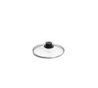 Woll Tapa de cristal de seguridad, redonda, diámetro de 22 cm, botón con ventilación permanente, borde de acero inoxidable, transparente, apto para horno hasta 250°