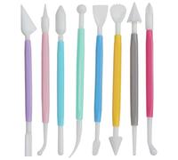 WOLMIK Herramientas para fondant, 8 piezas de herramientas de decoración de pasteles, glaseado, azúcar, arcilla, herramientas para esculpir, modelar pasteles, accesorios para hornear, herramienta de