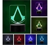 Wolobox | Lampara Assassins Creed Logo| Decoración Ambientes | Lampara Mesa de Noche |Luz Nocturna de Colores | Iluminación Niños y Adultos |USB | LUZ fija o Carrusel | Cable - Pilas|
