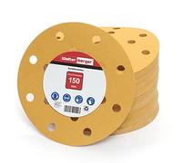 Woltersberger® 50 piezas Papel de lija de 150 mm | Papeles de Lija Abrasivos con 15 Agujeros para Lijadora Excéntrica | grano P400 oro | para un lijado óptimo, versátil