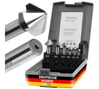 Woltersberger® Juego de 6 avellanadores cónicos revestidos de TiN, 90°, 6,3 - 20,5 mm de diámetro, avellanadores y desbarbadores afilados y precisos para madera, metal y plástico - avellanador en