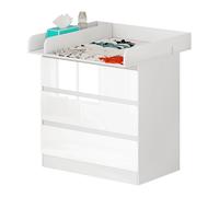 WOLTU 1 Juego de cambiador de bebé, cómoda de 3 cajones, almacenamiento, armario para sala de estar, aparador, armario, mesita de noche para dormitorio BLANCO