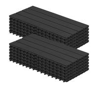 WOLTU 12x Suelo de WPC Baldosas de Madera Exterior para Porche Patios Jardin, 30x60 cm 2m² Suelo Compuesta Azulejos Baldosas para Terraza Antracita