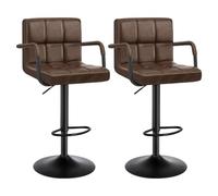 WOLTU 2 x Taburete de Bar con Respaldo Estilo Vintage Regulable en Altura y Giratorio Cuero Sintético para Bar Cocina Salon Dormitorio Marrón Oscuro, BH113dbr-2