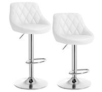 WOLTU 2X Taburete de Bar con Respaldo Cuero Sintético Taburetes Altos Cocina Regulable en Altura Blanco