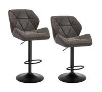 WOLTU 2X Taburete de Bar con Respaldo Sillas de Bar Regulables en Altura, con Asiento Acolchado PU Sillas Giratorias Muebles Cocina Silla de Comedor Gris