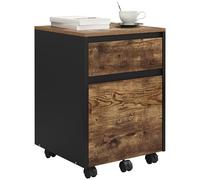 WOLTU Archivador con Ruedas, 2 Cajones y Barra Colgante, 40x40x56 cm | Almacenamiento para Carpetas y Archivos A4, Marrón Rústico