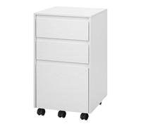 WOLTU Archivador Móvil con 3 Cajones y 5 Ruedas, Blanco, 40x40x70 cm