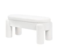 WOLTU Banco Almacenamiento de 114 cm, Banquetas Dormitorio de Tela Polar Teddy, Baul Almacenaje, Banco para Cama Salón Entrada Recibidor, Moderno, Blanco