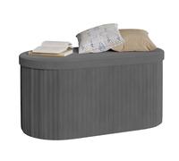 WOLTU Baul Almacenamiento Dormitorio, Baúl Puff Plegable, Banco Almacenaje de 76L, Banqueta Otomano Salon, Reposapiés Sofá, 76x38x38 cm, Gris Oscuro