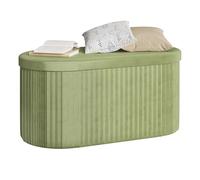 WOLTU Baul Almacenamiento Dormitorio, Baúl Puff Plegable, Banco Almacenaje de 76L, Banqueta Otomano Salon, Reposapiés Sofá, 76x38x38 cm, Verde