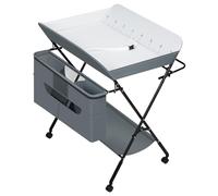 WOLTU Cambiador Bebé Plegable con Ruedas y Freno, Cambiador con Gran Espacio de Almacenaje, Tela Oxford Impermeable y Fácil de Limpiar, Color Gris