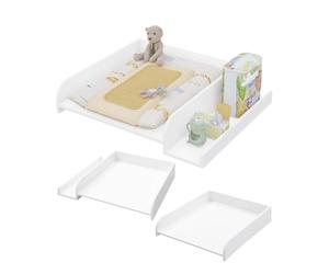 WOLTU Cambiador para Lavadora o Secadora, Tablero Cambiador de Madera con Bordes de Seguridad y Estante de Almacenamiento, Accesorio para Bebé 80x70x16,5 cm