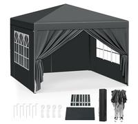 WOLTU Cenador Plegable 3x3m con 4 Paredes Laterales Antracita | UPF 50+ UV, impermeable, altura ajustable, estable, portátil, Playa