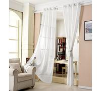 WOLTU Cortina con Ojales Transparente Aspecto para Ventana Cortina Decorativo para Salón Habitación Infantil Dormitorio 140x245 cm, Blanco(1 Pieza)
