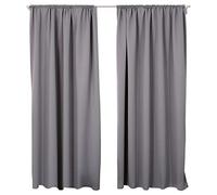 WOLTU Cortinas Opacas 2 Pieza Cortina Gruesa Térmicas Aislantes Moderno Decoración Ventanas para Dormotorio Habitacion Sala Salon 135x225 cm Gris Oscuro