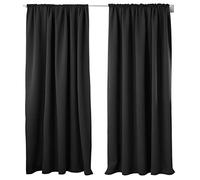 WOLTU Cortinas Opacas 2 Pieza Cortina Gruesa Térmicas Aislantes Moderno Decoración Ventanas para Dormotorio Habitacion Sala Salon 135x245 cm Negro