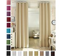 WOLTU Cortinas Opacas con Ojales, 135x225cm, Champán