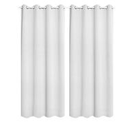 WOLTU Cortinas Opacas con Ojales 2 Piezas, 135x225cm, Blanco