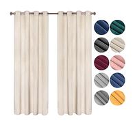 WOLTU Cortinas Opacas Terciopelo Aislantes 2 Piezas 140 x 245 cm Cortina Moderna Térmica con 8 Ojales para Salon Habitacion Dormitorio Beige
