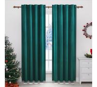 WOLTU Cortinas Salon Opacas Aislantes 2 Piezas 140 x 245 cm Cortina Terciopelo Moderna Térmica Visillos para Habitacion Dormitorio Verde Oscuro