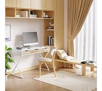 WOLTU Escritorio Blanco de 3 Cajones - Mesa Ordenador Metal-Madera para Oficina Casa/Habitación - 110x50x75cm